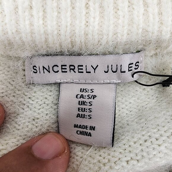 Sincerely Jules Women's Size Small Ivory Eyelash Knit Cardigan with Tank 2pc Set - Picture 2 of 13